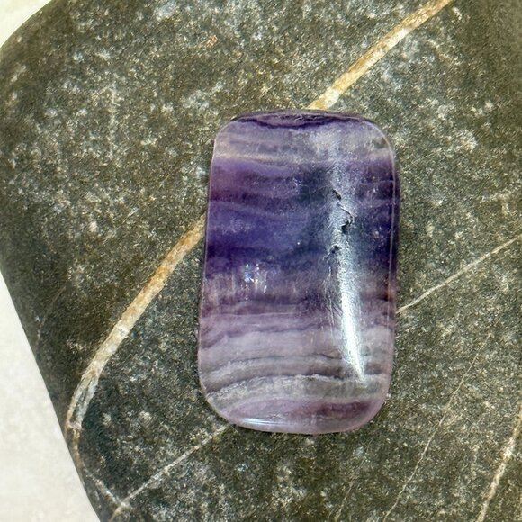 Natural Purple Fluorite Pendant, Large Genuine Gemstone Rectangular Pendant - Picture 7 of 13